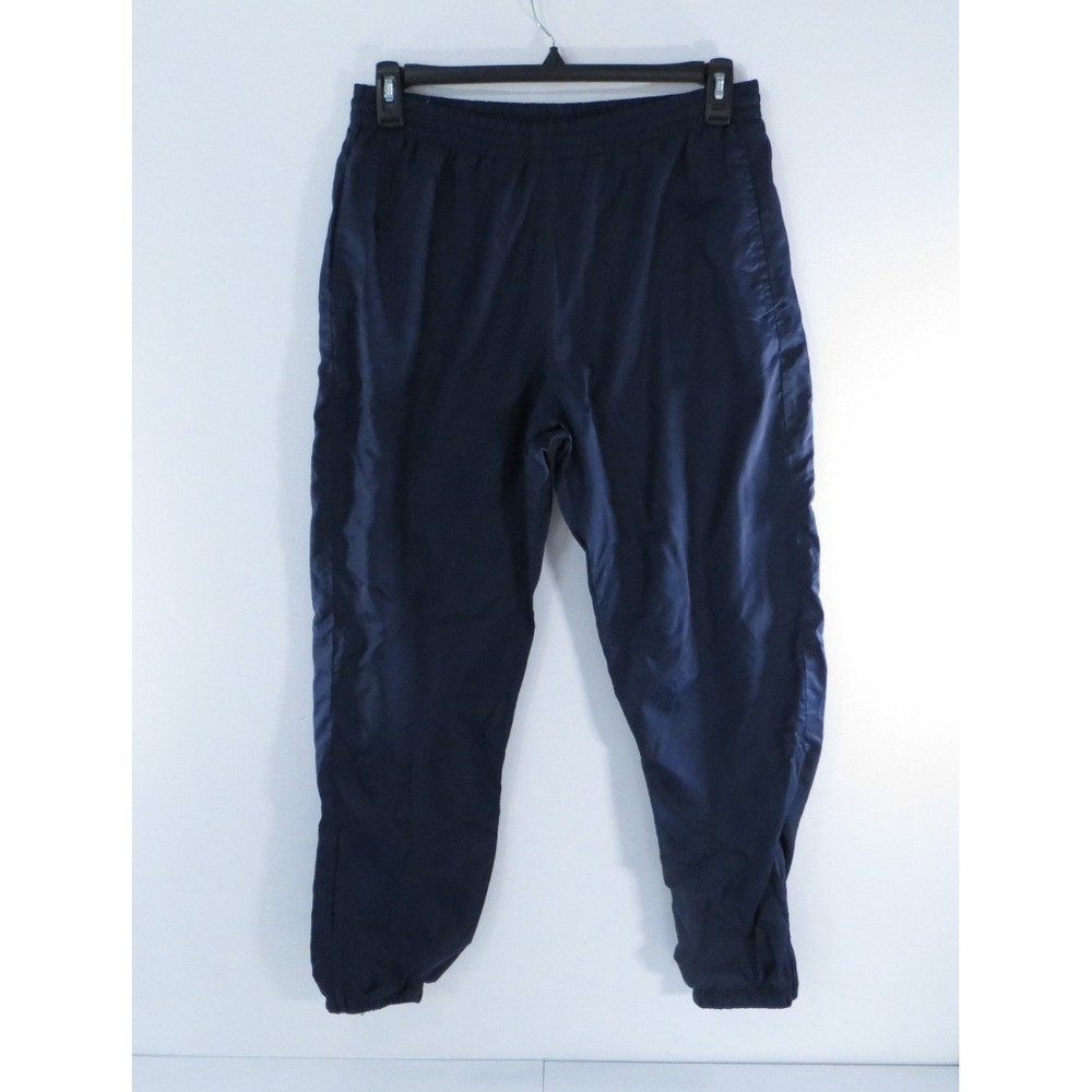 Vintage Reebok Mens Medium Navy Blue Drawstring Track Sweat Pants Ankle Zip Y2K